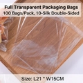 Transparent 21x15cm 100pcs bread bags for bakery with self-sealing 0.1mm thick plastic - Transparent / 15*18+3cm