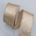 Glittery gold ribbon roll with gold metallic edges for Christmas gift wrapping and DIY crafts - 4cm / Champagne