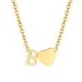 Collier plaqué or 18 carats avec lettre B majuscule et pendentif cœur sur chaîne - Or - Lettre B