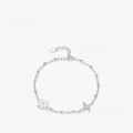 S925 Sterling Silber Armband mit Gänseblümchen-Anhänger und Zirkonia-Kreuz-Elementen - 925er Silber / Silber