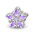 Silberne Seestern-Charm-Perle mit lila Emaille und violettem Kristall für DIY-Armbänder - Lila Seestern Traum-Stil (Z-044)