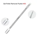 Dual-end stainless steel cuticle pusher tool 03# with anti-slip textured handle - Flat Spade and Pointed Style (03#)