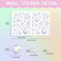 Detailoverzicht van iriserende bellenwandstickers met exacte afmetingen in cm - Kleurrijke Aquarelstijl Bellen (UV70000T_T) / 22x28cm