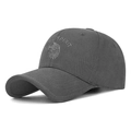 Berretto da baseball grigio scuro con ricamo aquila e tesa curva strutturata a sei pannelli - Grigio / Regolabile