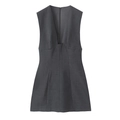 Elegant dark grey sleeveless V-neck mini dress with slim fit waist and structured cut - XS / Dark Gray