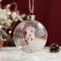 Boule de Noël transparente avec un bonhomme de neige miniature et de la neige artificielle - Bonhomme de Neige / 8cm