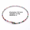 Rainbow cubic zirconia collar necklace in silver finish with colorful square crystals - Silver Multicolor