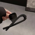 Glossy black large hair claw clip for thick hair, sleek minimalist shark clip accessory - Bright Black