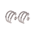 Orecchini a cerchio triplo in acciaio inossidabile argento con finitura lucida - Triplo Strato a Forma di C Argento (TE6074-S)