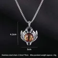 Herren Edelstahl Evil Eye Halskette mit orangefarbenem Auge Detail in Silberton - Gelb