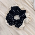 Schwarzes Punkte-Haargummi mit weißer Spitze und elegantem Blumen-Design - 843# Schwarze Punkte - Weiße Spitzenkante / Schwarze Punkte Weiße Spitze