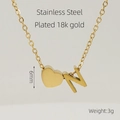 18k gold plated stainless steel heart necklace with letter N pendant design - Letter N