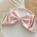 Pince à cheveux nœud satin rose clair multicouche pour filles, accessoire texture soie fait main - Rose