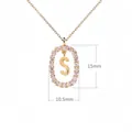 Pendente in argento 925 placcato oro 18K con lettera S e zirconi cubici lucidi - Stile ciondolo lettera S ovale con pavé di zirconi / Argento 925 / 50cm (40+5+5cm) / Oro