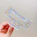 Transparent rectangular claw clip with colorful smile, star and heart floral patterns - Smiling Star