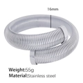 Minimalist silver stainless steel spiral coil bracelet with a 16mm ribbed texture - Steel Color 16MM