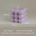 Lavender bubble cube candle handmade in purple wax for home decor 5.9x6.3cm - Purple (French Lavender)