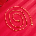 Elegant gold-plated box chain necklace displayed in a spiral on a red background - 45+5cm Box Chain (X2224)
