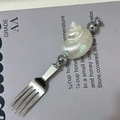 Elegant stainless steel fork with natural white conch shell handle in coastal style - Moonlight Shell Fork
