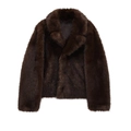 Omkeerbare damesjas van donkerbruin imitatiebont met een luxe oversized reverskraag - XS / koffiekleur