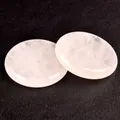 Polished natural rose quartz crystal flat disc 40mm for healing and meditation - White Crystal