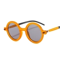 Modern round kids sunglasses featuring a bright orange translucent frame and dark grey lenses - C3 Orange Frame Light Grey Lens