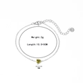 Silver stainless steel bracelet featuring a 7mm yellow-green heart zircon pendant - Platinum-Olive Green Zircon