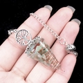 Tree of Life crystal pendulum with green gravel and copper coil for energy healing - Amazonite