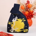 Borsa da polso in maglia blu scuro con motivo luna gialla per regali festivi - Blu Navy Testo