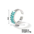 Silver open ring with rectangular aquamarine stone, size 2cm x 2.1cm, weight 2.6g - 2.5*5mm-7 Stones / Silver Base Aquamarine Stone