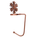 Bronze snowflake Christmas stocking mantel hook with flat base on white background - Snowflake / Copper