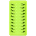 Detailed top view of 10 pairs of natural thick false eyelashes on a green tray YK308 - Fluffy Natural Style (YK308)