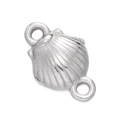 Silver shell-shaped stainless steel pendant connector with dual loops for DIY jewelry - 509# Mini Scallop Pendant Only / 7.5*12mm (2 Pieces/Pack) / Steel
