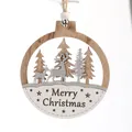 Addobbo natalizio in legno con renna glitterata argento e foresta con piccolo campanello - Alce
