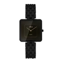 Elegant gold square quartz watch for women with black dial and metal chain strap - Small / Black