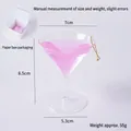 Pendaglio bicchiere da cocktail Martini rosa con cordino dorato, altezza 8,5cm, box - Rosa