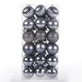 Metallic grey Christmas ball set with glitter and matte finishes in a clear storage box - 4cm/36Pcs / Iron Grey