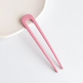 Horquilla minimalista en forma de U rosa mate para elegantes moños de pelo - Rosa
