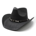 Cappello da cowboy western nero intrecciato con fascia in pelle e decorazioni a stella argento - M(56-58cm) / Nero