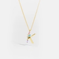 Gold S925 silver necklace featuring a K-letter pendant with colorful gemstones - 925 Silver / Letter K