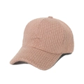 Casquette de baseball en tricot rose pour femme avec texture peluche et bord incurvé - Marron