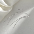 Elegant long silver tassel drop earrings featuring sleek snake chain fringe style - Snake Bone Chain Earrings