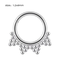 Silver stainless steel septum ring 1.2x8mm with small beaded details on white background - NO 2 (Multi-beaded)