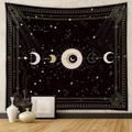 Arazzo tarocchi boho con sole e luna dorati per decorazione murale estetica da interno - 73X95CM / Fasi lunari astrologiche-Tessuto spazzolato