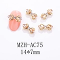 Detailansicht von 14x7mm goldene Legierung 3D Schleifen Nailart Charms mit Strass - Gold Bernstein Strass (AC75)