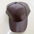 Classic deep coffee brown faux leather baseball cap with stitched six-panel design - Adjustable / Brown