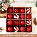 Set di 16 palline di Natale rosse da 6cm in confezione regalo con finiture opache e lucide - 16 Pezzi In Scatola / Rosso 6cm 16 Pezzi