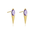 Elegant S925 silver stud earrings with golden cone and purple marquise gemstone - 925 Silver / 18K Gold Purple Stone