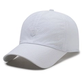White quick-dry baseball cap with embroidered R shield logo and breathable mesh fabric - Adjustable / White