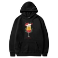 Schwarzer Fleece-Hoodie mit festlichem Santa's Shandy-Grafikdruck und Kapuze mit Kordelzug - S / Schwarz - Santa's Shandy Druck (30)